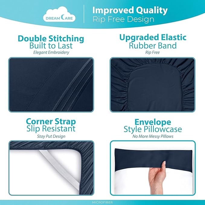 DREAMCARE Twin XL Sheet Sets – 3pcs Cooling Sheets – up to 15” Deep Pocket Twin - Image 6