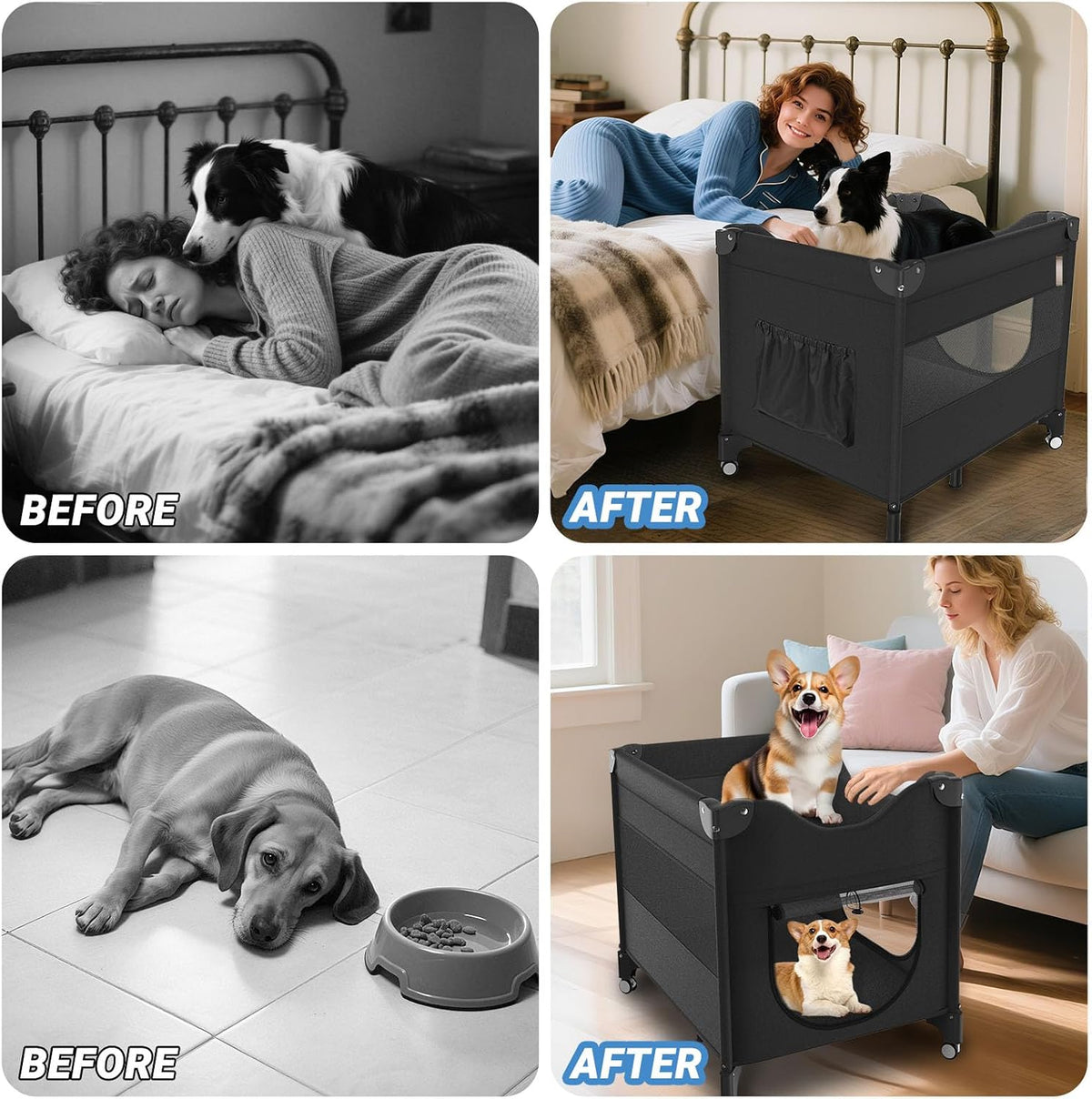bedside dog lounge bed, fordable bunk beds attachment on a desk or shelf