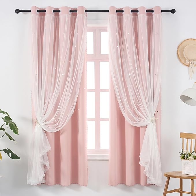 Light Pink Curtains Blackout for Girls Room by Ftinala