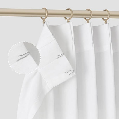 Soft White Pinch Pleat Linen Curtains 108 Inch Length 2 Panels Set - Image 5