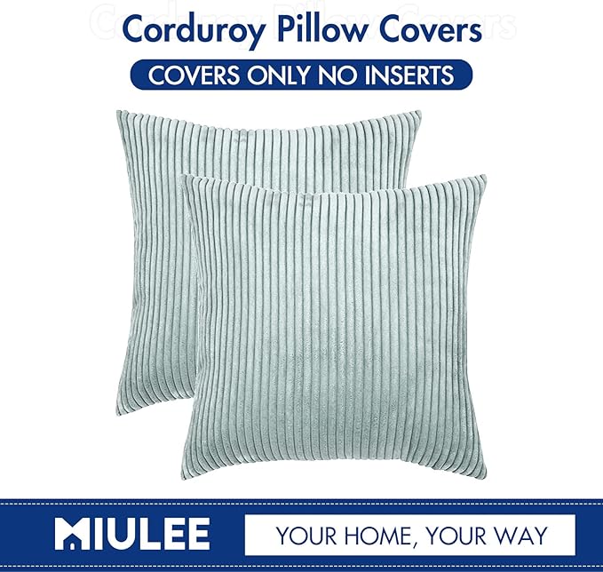 MIULEE Pack of 2 Corduroy Pillow Covers Soft Soild Striped Throw Pillow Covers - Image 6