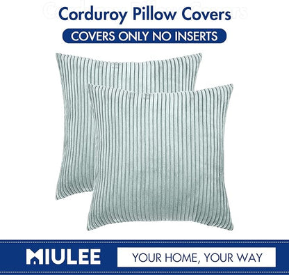 MIULEE Pack of 2 Corduroy Pillow Covers Soft Soild Striped Throw Pillow Covers - Image 6