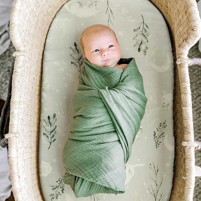 GRSSDER Stretchy Ultra Soft Fitted Bassinet Sheet Set 3 Pack, Universal Fit - Image 5