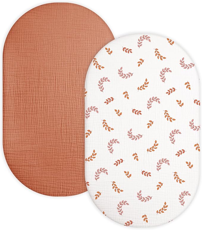Bassinet Sheet for Baby Boy and Girl 2 Pack, Fitted Sheets for Rectangle by Meowcards