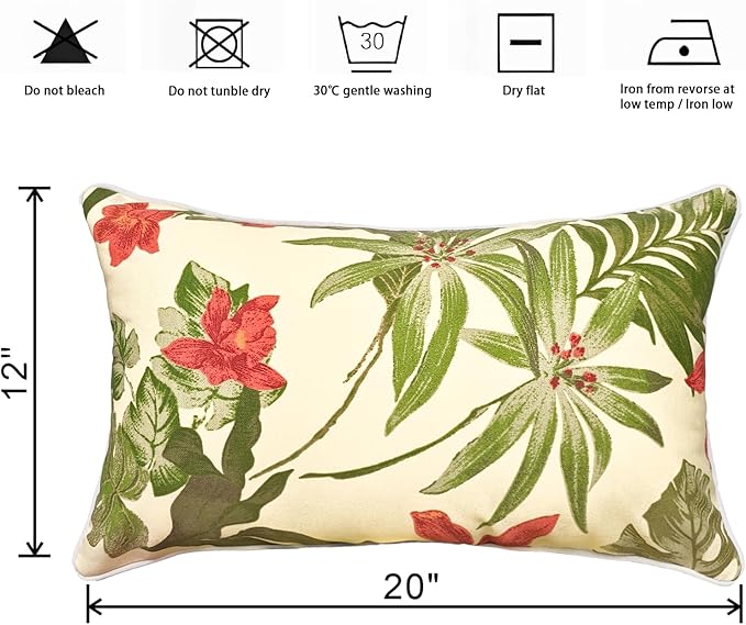 JMGBird Outdoor Lumbar Pillows Set of 2, 12×20 Outdoor Pillows - Image 2