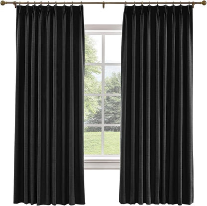 TWOPAGES 26 W x 84 L inch Pinch Pleated Curtain Room Darkening Linen Drapery by TWOPAGES