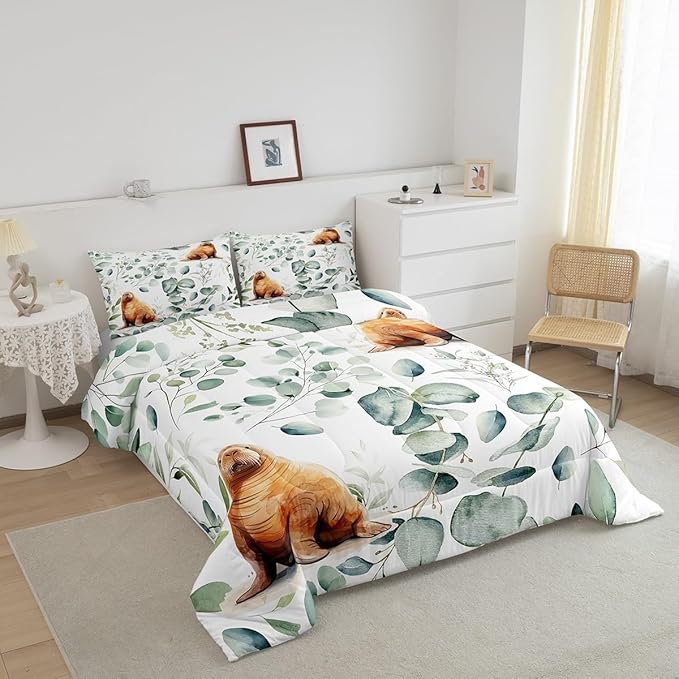 Erosebridal Cartoon Seal Full Size Comforter Set Toddler Ocean Wildlife Bedding - Image 3
