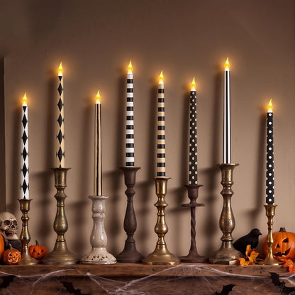 Lounsweer 8 Pcs Halloween Flameless Taper Candles, 10.91 in LED Home Decor