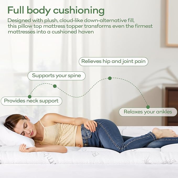 OLANLY Full Mattress Topper – Viscose Made from Bamboo, Cooling Soft Full - Image 5