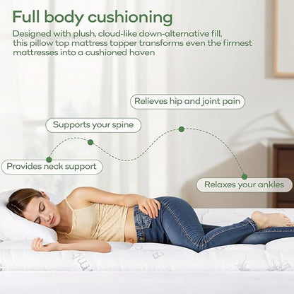 OLANLY Full Mattress Topper – Viscose Made from Bamboo, Cooling Soft Full - Image 5