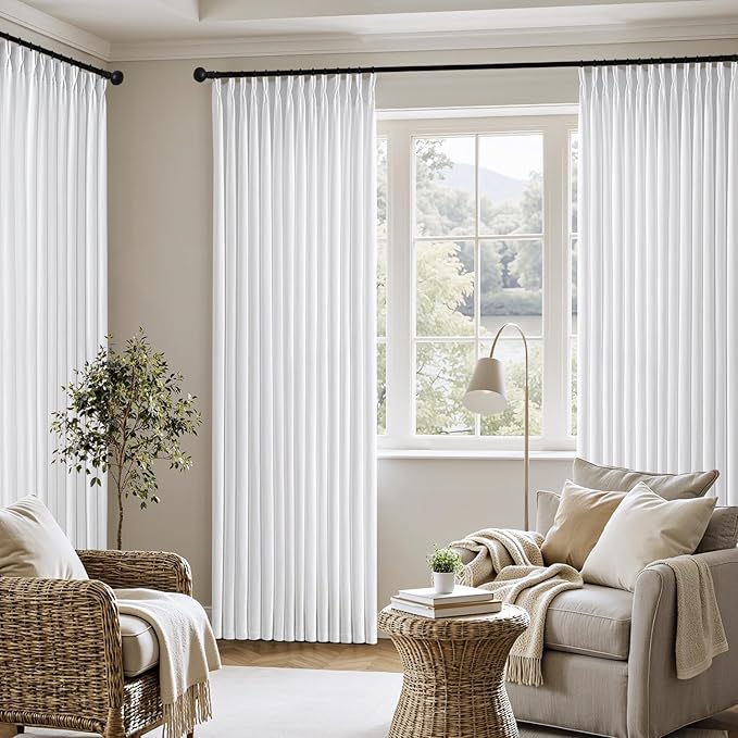 MIULEE Pinch Pleated Thick Linen Curtains 96 Inch 4 Panels Set Back Tab Memory - Image 5