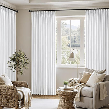 MIULEE Pinch Pleated Thick Linen Curtains 96 Inch 4 Panels Set Back Tab Memory - Image 5