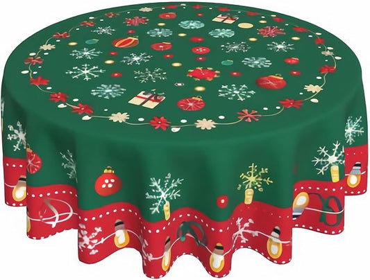 Merry Christmas Round Tablecloth 60 Inch, Decorations Round Table Cloth by GJLNTRF