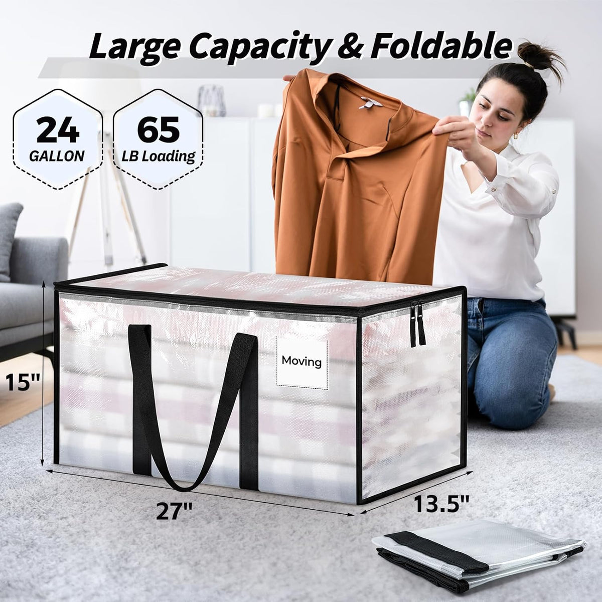 ukeetap 8 pack extra large clothes storage bins shown in use