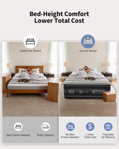 ohgeni 20" raised queen air mattress (1 pack), front angle view