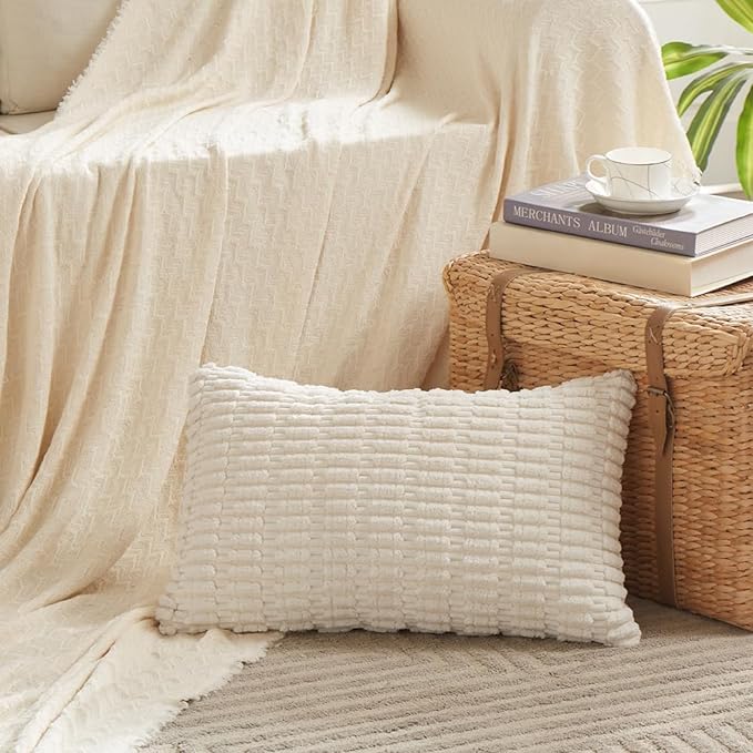 Fancy Homi 4 Packs Boho Cream Decorative Throw Pillow Covers 14x24 Inch - Image 2
