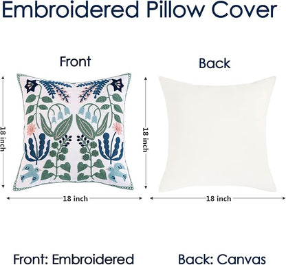 TAOSON Pack of 2, Cotton Canvas Cushion Covers, Spring Farmhouse Decor - Image 3