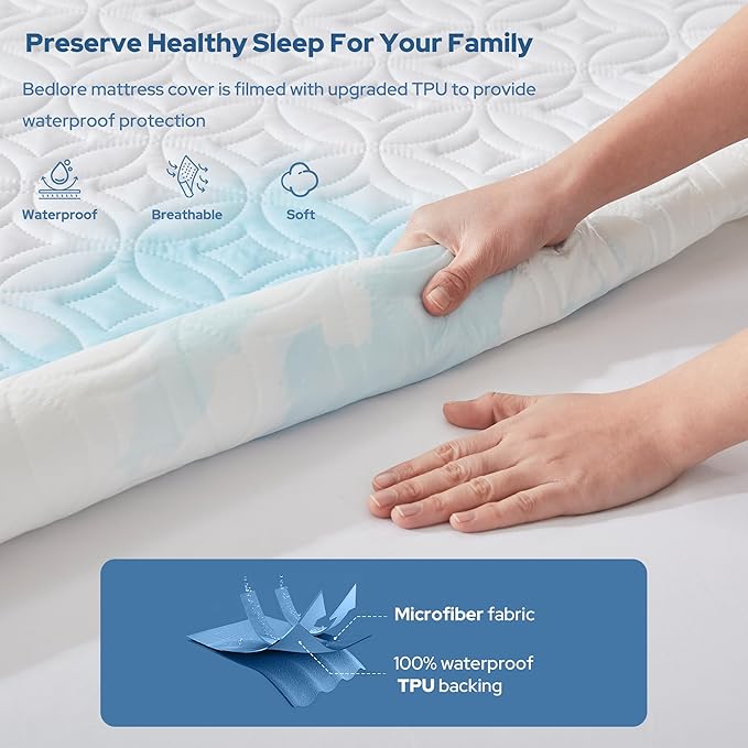 BEDLORE Waterproof Mattress Protector, Twin Size Mattress Pad - Image 2
