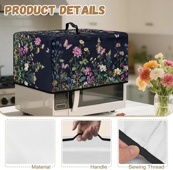 Microwave Dust Cover, Floral Heat-Resistant Waterproof Polyester Fabric - Image 7