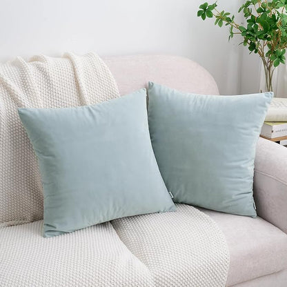 HWY 50 Baby Blue Velvet Throw Pillow Covers 22x22 Inch - Image 7