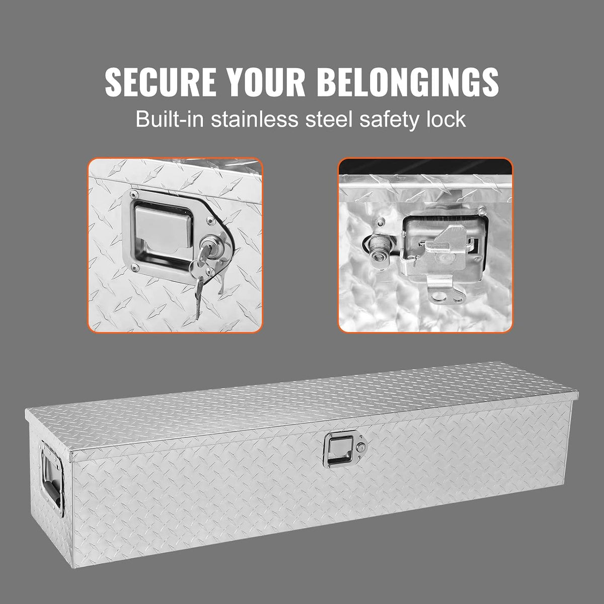vevor heavy duty aluminum truck bed tool box, side view