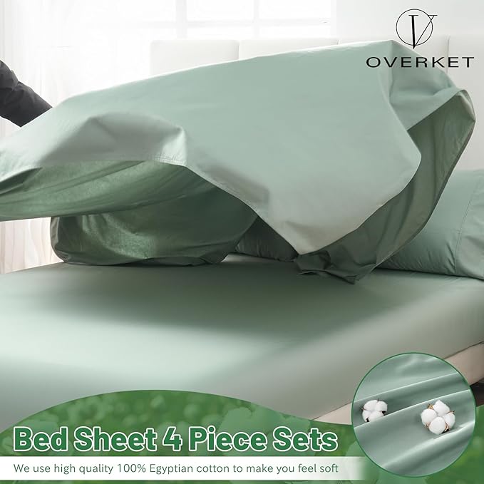 100% Egyptian Cotton Sheets King Size 4PCS 1000 Thread Count Sateen Weave Soft - Image 3