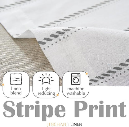 jinchan Nautical Valance Striped Linen Curtain 18 Inch Gray Farmhouse Room - Image 7