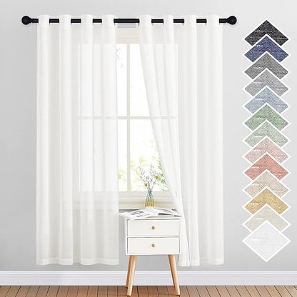 NICETOWN Linen Curtains Semi Sheer Bedroom Window Curtains, Grommet Casual 72" by NICETOWN