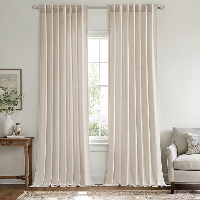 MIULEE Non-See-Through Privacy Linen Curtains 2 Panels, Light Filtering Window - Image 3