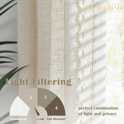 jinchan Linen Curtains for Living Room Bedroom Light Filtering Semi Sheer - Image 6
