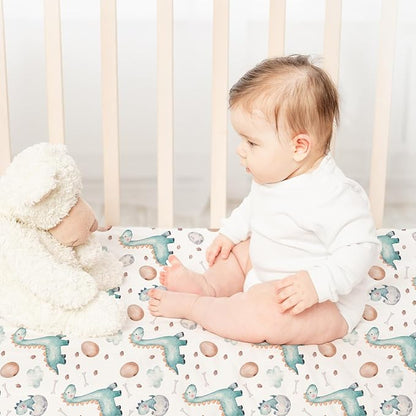 Nap Mat Sheet 47"x24", 3 Pack Dinosaur Baby Crib Sheets Fitted Elastic Corners - Image 3