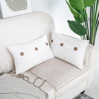 HWY 50 White Chenille Throw Pillow Covers 12x20 Inch - Image 2