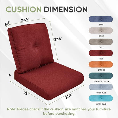 Outdoor Chair Cushion Set, 25 x 22.4 Deep Seat Cushion, Patio Chair Cushions - Image 2