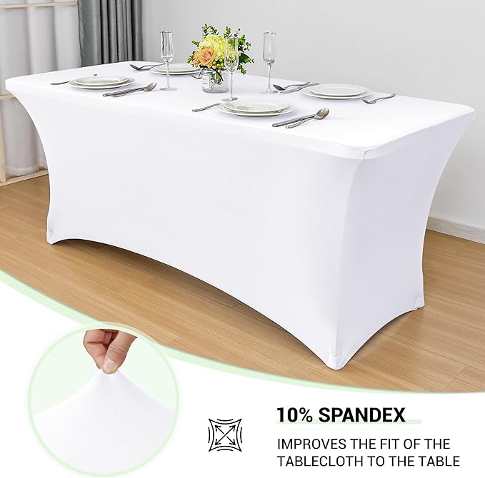 Obstal 8Ft Stretch White Spandex Table Cover - Image 2