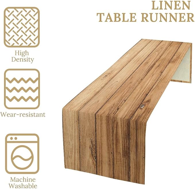 Brown Wood Vintage Table Runner Weathered Wood Background Old Board Kitchen - Image 7