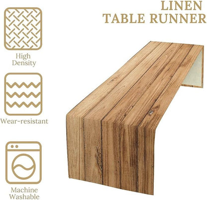 Brown Wood Vintage Table Runner Weathered Wood Background Old Board Kitchen - Image 7