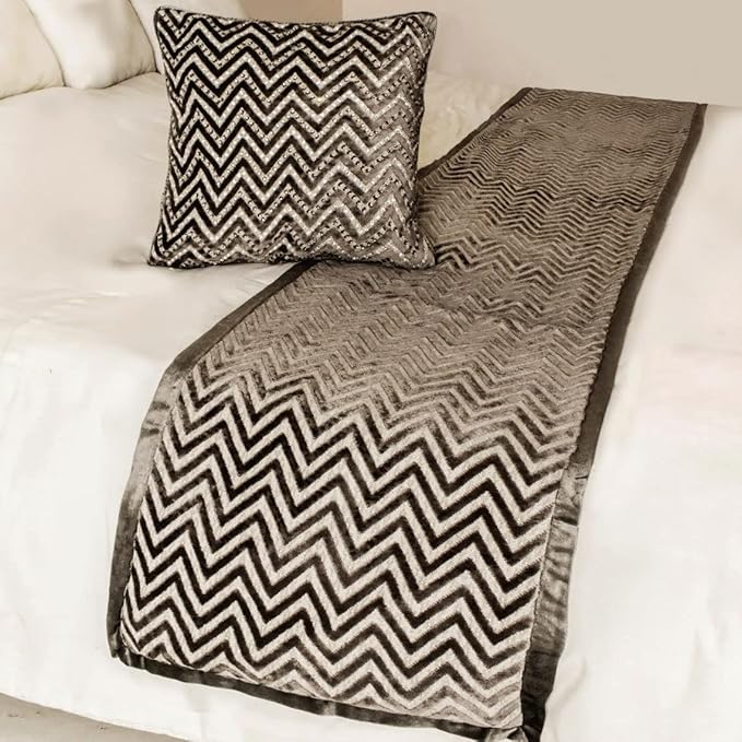 The HomeCentric King Queen Twin Grey Decorative King 90"x18" Bed Runner - Image 5