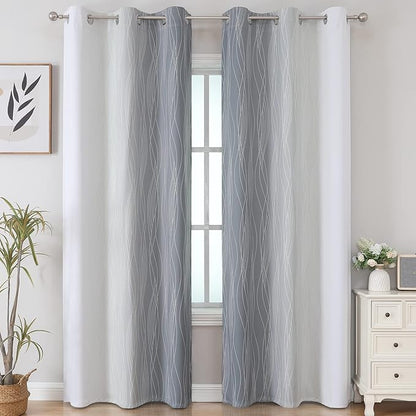 Estelar Textiler Full Room Darkening Greyish White and Grey Blackout Curtains - Image 2