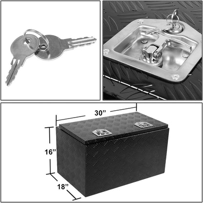 auto dynasty 30'' aluminum pickup truck tool box showing dimensions