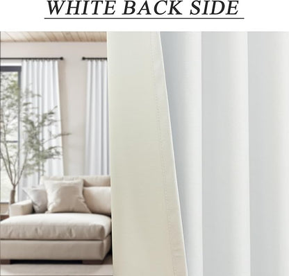 Blackout Curtains 68 Inches Long 2 Panel Thermal UV Heat Blocking White Linen - Image 8