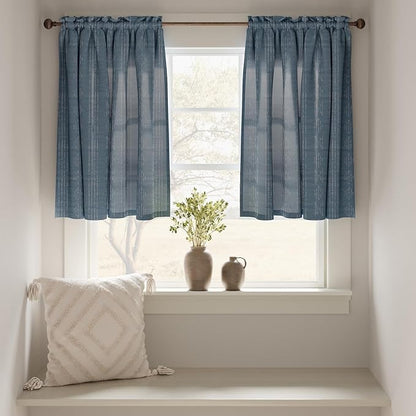 jinchan Boho Kitchen Curtains Linen Tier Curtains 24 Inch Bohemian Cafe - Image 4