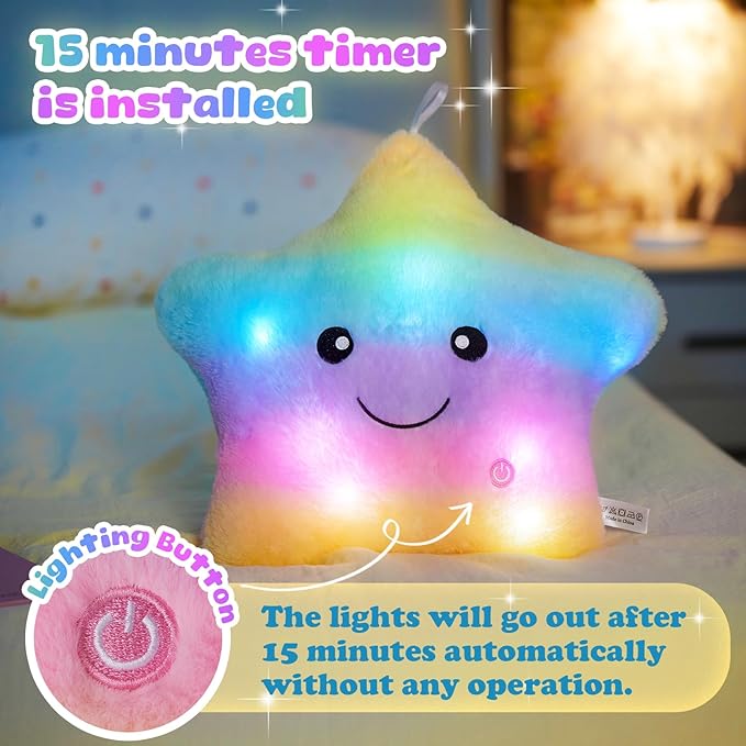 WEWILL 13'' Rainbow Light up Twinkle Star Glowing LED Night Light Plush Toy - Image 4