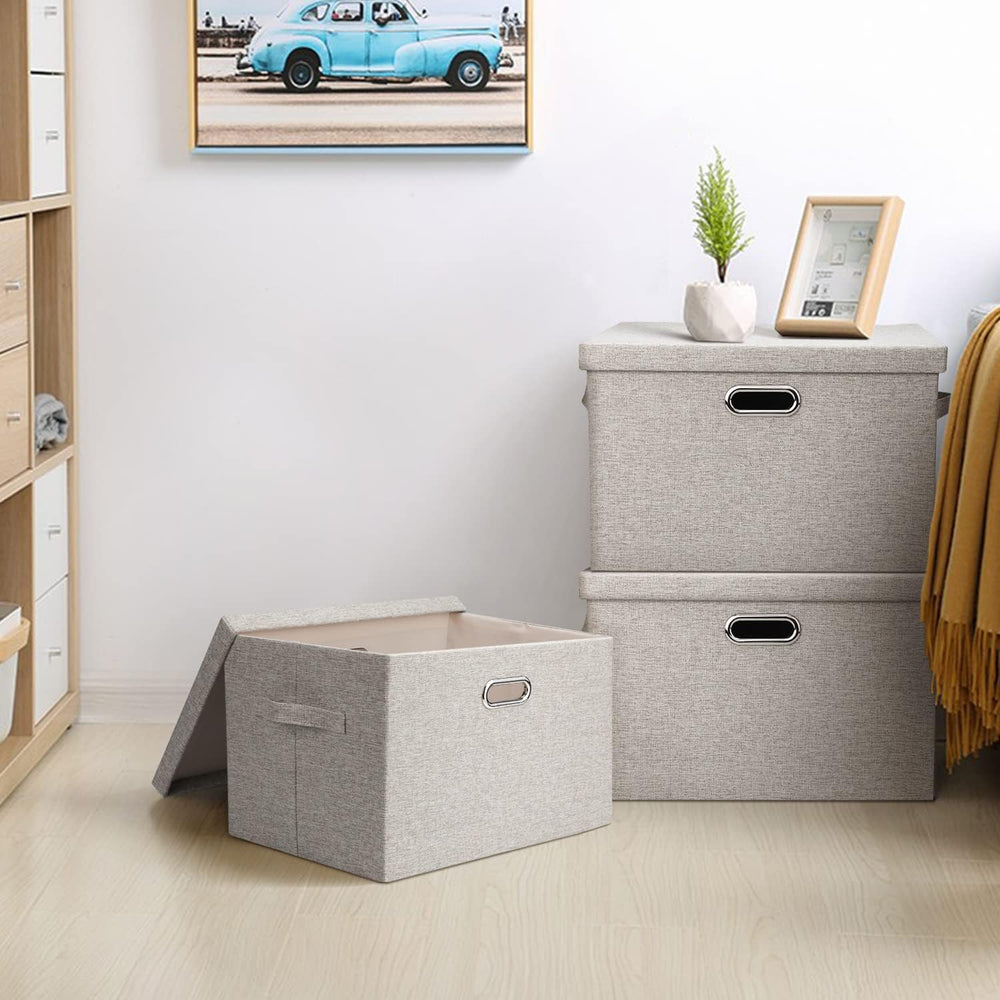 Graciadeco Large Quart Collapsible Stackable Storage Bins with Lids, 3 Packs ...