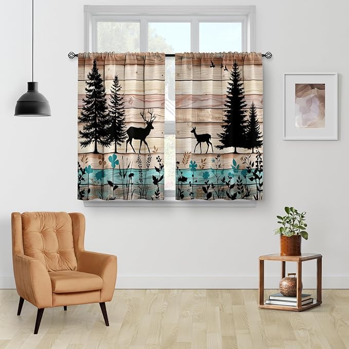 Aimego Forest Deer Kitchen Curtains - Image 2