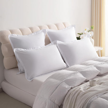 NTBAY Standard Pillow Shams - 2 Pack Brushed Microfiber 20x26 Sham Covers - Super Soft and Cozy, Wrinkle, Fade, Stain Resistant 20x26 Inches Oxford Pillowcases, White