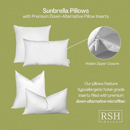 RSH DECOR: Sunbrella Square Throw Pillows Set of 2 | 24" x 24" | Water and - Image 6