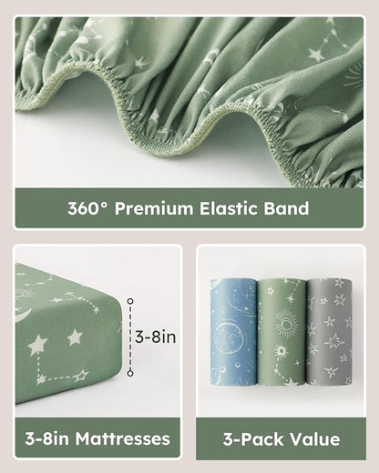 Baby Crib Sheets for Boys Girls, Breathable Soft Microfiber Baby Sheet Green - Image 5