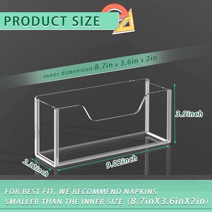 Napkin Holder, Vertical Square Disposable Hand Towel Paper Waterproof Lucite - Image 3
