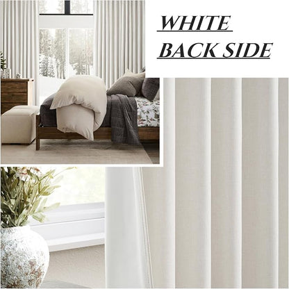 80 Inch Long Linen Blackout Curtains, 2 Panels Set - Image 7