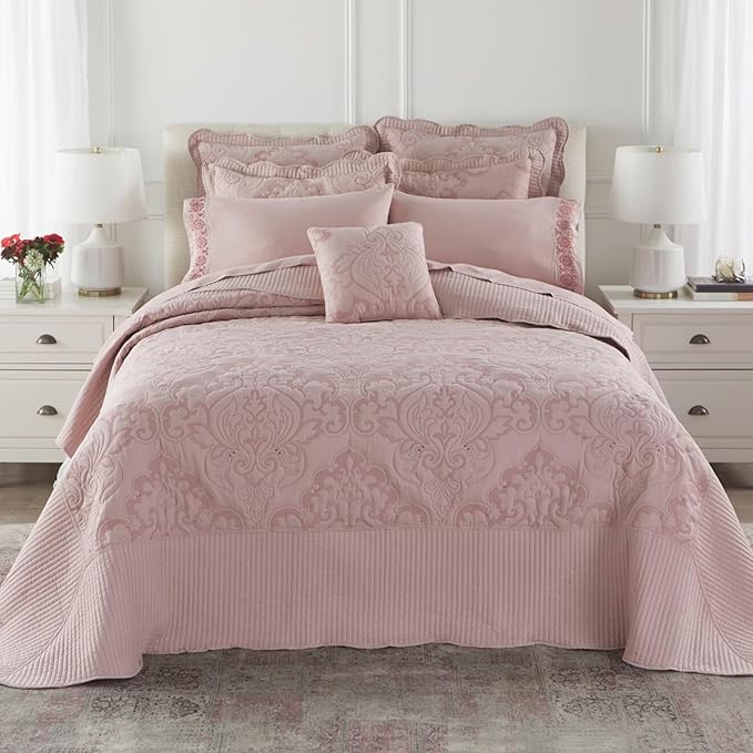BrylaneHome Bedding Lightweight All Season Modern Amelia Quilted Damask - Image 5